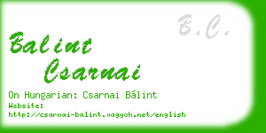 balint csarnai business card