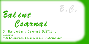 balint csarnai business card